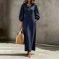 👗 Casual V-Neck Maxi Dress with Puff Sleeves – Flowing Silhouette for Effortless Style