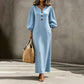 👗 Casual V-Neck Maxi Dress with Puff Sleeves – Flowing Silhouette for Effortless Style