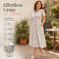 🌸 Floral V-neck dress with a twist at the waist—elegant and casual for any occasion