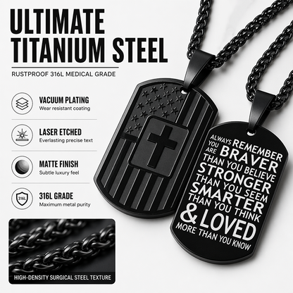 Men's Retro Stainless Steel Cross Tag Pendant