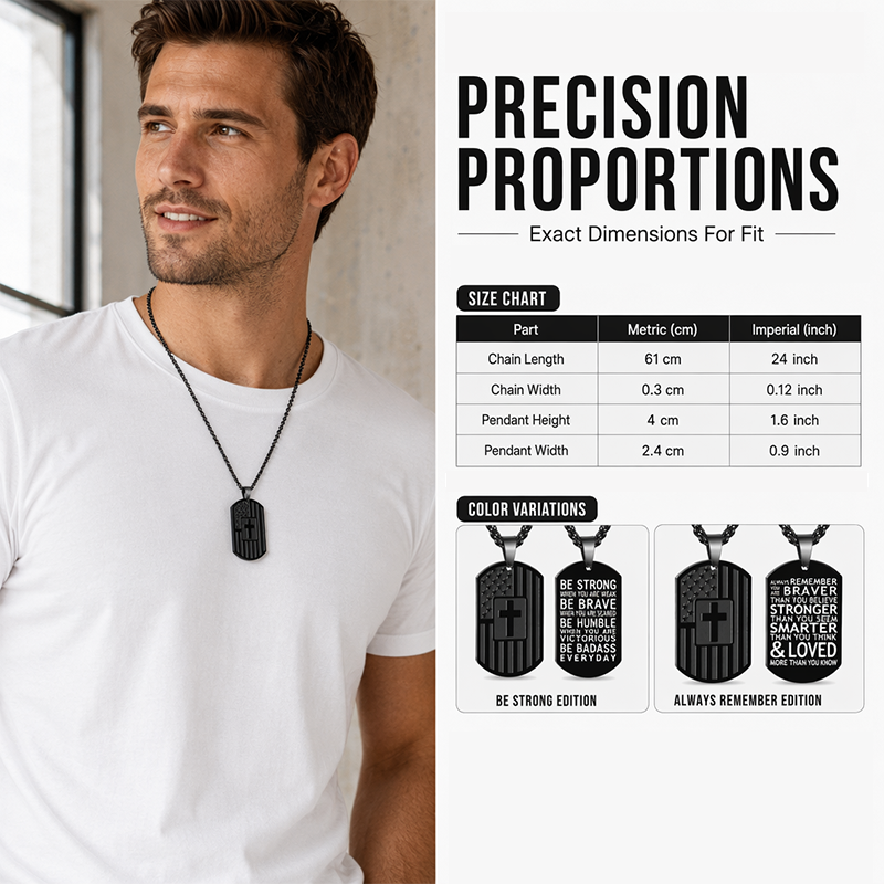 Men's Retro Stainless Steel Cross Tag Pendant