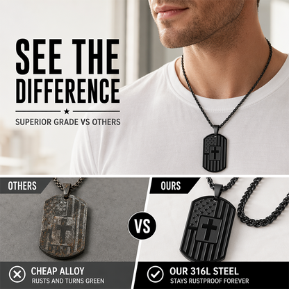 Men's Retro Stainless Steel Cross Tag Pendant