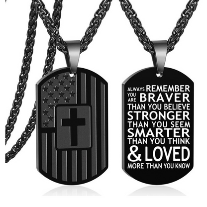 Men's Retro Stainless Steel Cross Tag Pendant