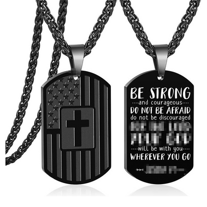 Men's Retro Stainless Steel Cross Tag Pendant