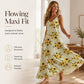 Bestseller🏆👗 Printed Strap Maxi Dress – Elegant V-Neck & Airy Fit for Garden Parties or City Strolls
