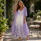 Trending Now⭐👗 Floral Maxi Dress & Cardigan Set – Lace Patchwork & Flowing Skirt for Effortless Elegance ✨