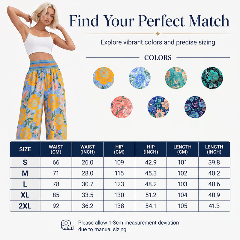Trending Now⭐👖🌸 Floral Print High-Waist Wide-Leg Pants – Flowing Silhouette for Effortless Boho Style