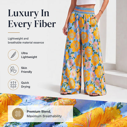 Trending Now⭐👖🌸 Floral Print High-Waist Wide-Leg Pants – Flowing Silhouette for Effortless Boho Style