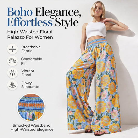 Trending Now⭐👖🌸 Floral Print High-Waist Wide-Leg Pants – Flowing Silhouette for Effortless Boho Style