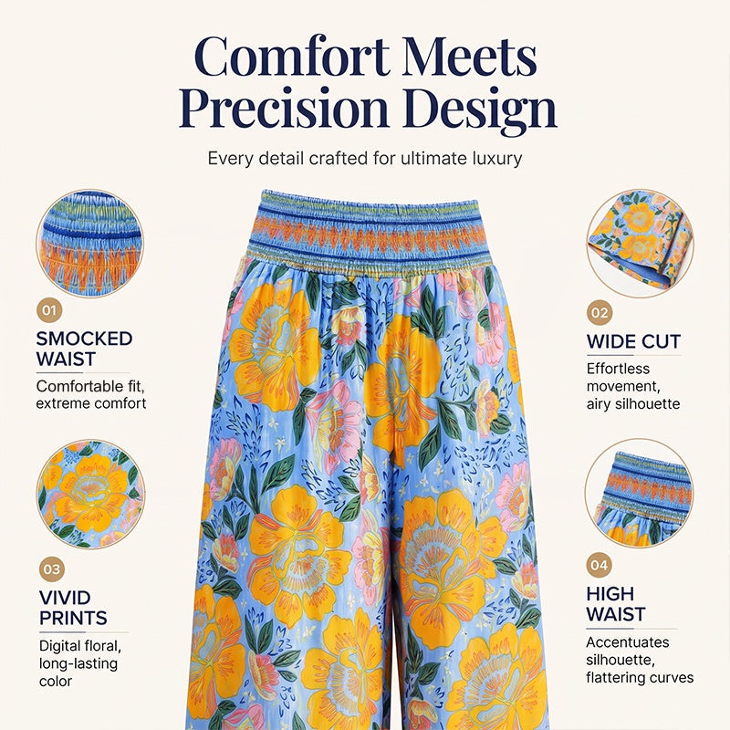 Trending Now⭐👖🌸 Floral Print High-Waist Wide-Leg Pants – Flowing Silhouette for Effortless Boho Style