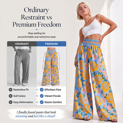 Trending Now⭐👖🌸 Floral Print High-Waist Wide-Leg Pants – Flowing Silhouette for Effortless Boho Style