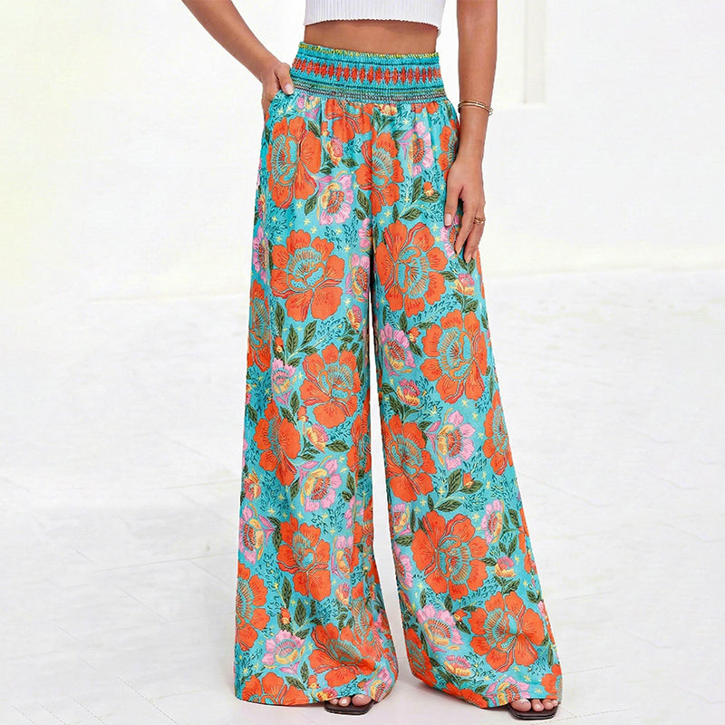 Trending Now⭐👖🌸 Floral Print High-Waist Wide-Leg Pants – Flowing Silhouette for Effortless Boho Style