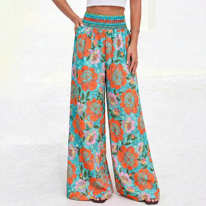 Trending Now⭐👖🌸 Floral Print High-Waist Wide-Leg Pants – Flowing Silhouette for Effortless Boho Style