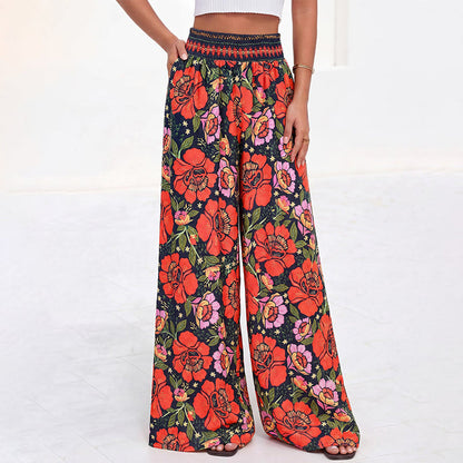 Trending Now⭐👖🌸 Floral Print High-Waist Wide-Leg Pants – Flowing Silhouette for Effortless Boho Style