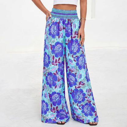 Trending Now⭐👖🌸 Floral Print High-Waist Wide-Leg Pants – Flowing Silhouette for Effortless Boho Style