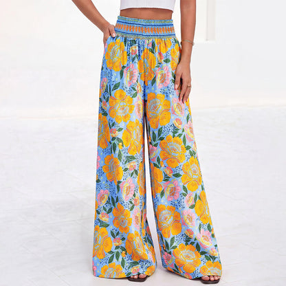 Trending Now⭐👖🌸 Floral Print High-Waist Wide-Leg Pants – Flowing Silhouette for Effortless Boho Style