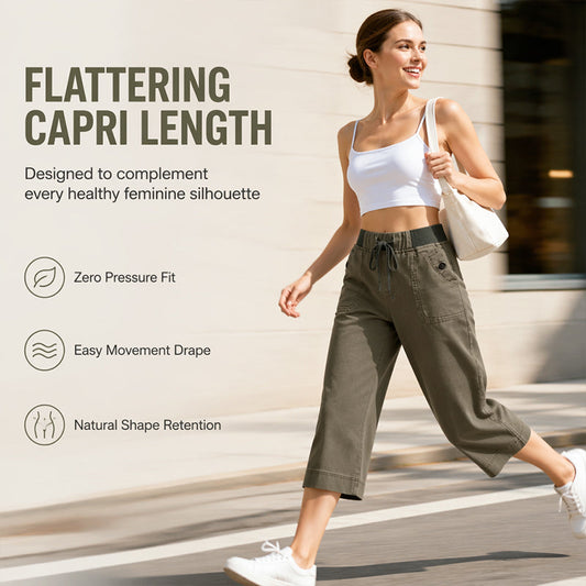 ✨🛍️Fresh Drop - Relaxed Capri Pants with Utility Pockets - Functional Pockets & Relaxed Fit for Everyday Comfort