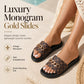 Unisex Monogram Summer Slides with Metallic Chain