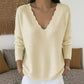 🌸Hot Sale 50% OFF💖Women's Scalloped V-Neck Knit Sweater