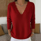 🌸Hot Sale 50% OFF💖Women's Scalloped V-Neck Knit Sweater