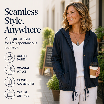Women's Casual Hooded Jacket with Drawstring Hem