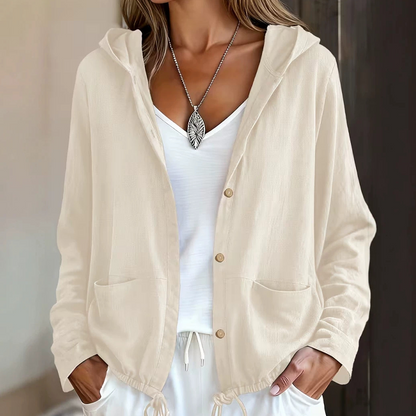 Women's Casual Hooded Jacket with Drawstring Hem