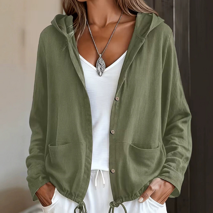 Women's Casual Hooded Jacket with Drawstring Hem