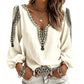 Women's V Neck Long Sleeve 3D Print Top