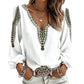 Women's V Neck Long Sleeve 3D Print Top