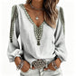 Women's V Neck Long Sleeve 3D Print Top