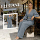 Elegant V-Neck Wide-Leg Jumpsuit with Belt