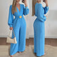 Elegant V-Neck Wide-Leg Jumpsuit with Belt