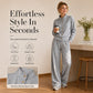 Women's Button-Down Cardigan & Wide-Leg Pants Set – Effortless 2-Piece Outfit ⭐
