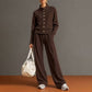 Women's Button-Down Cardigan & Wide-Leg Pants Set – Effortless 2-Piece Outfit ⭐