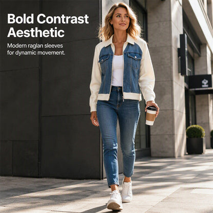 🎁New Arrivals 50% OFF💥Women's Creative Denim Splicing Jacket 🧥 – Edgy Streetwear for Daily Cool Looks