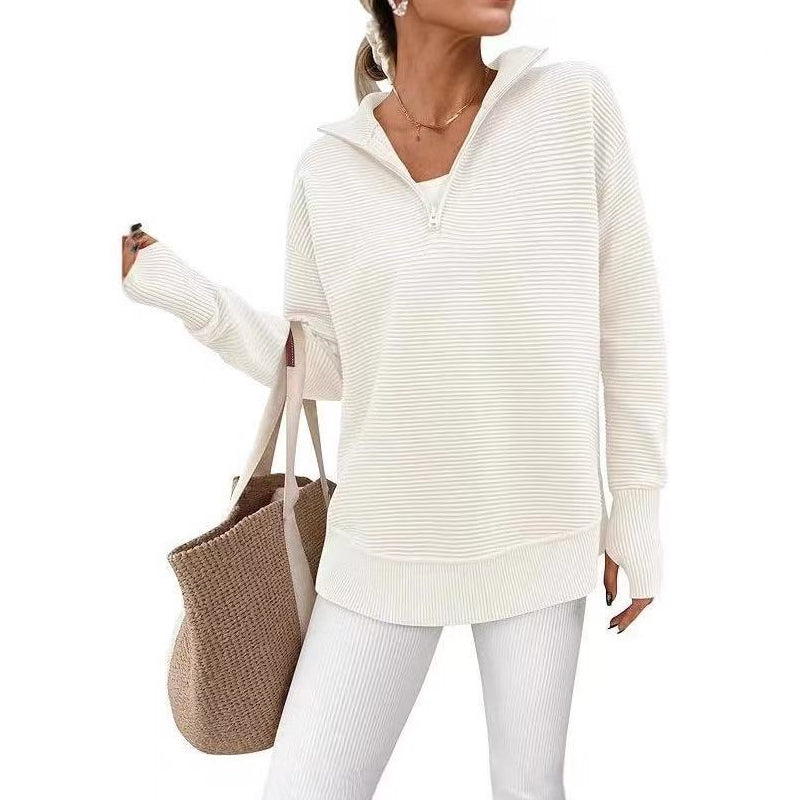 🧥✨ Women's Quarter Zip Pullover – 50% OFF! Soft stretch, ribbed texture, relaxed fit – sporty everyday style. 🔥🌸