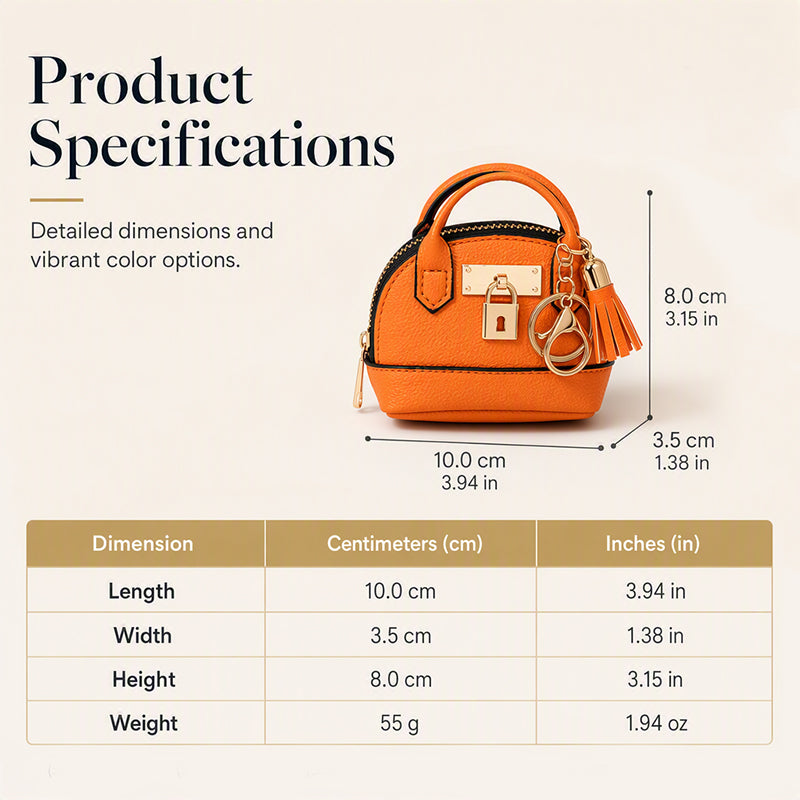 👜💛 LIMITED TIME 50% OFF! 🔑Mini Shell Bag Keychain – PU Leather Lipstick Coin Purse with Golden Padlock & Tassel