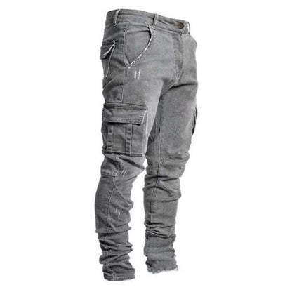 Slim Fit Denim Cargo Pants