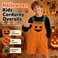 Kids Halloween Pumpkin Corduroy Overalls Suspender Shorts with Pockets