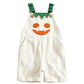 Kids Halloween Pumpkin Corduroy Overalls Suspender Shorts with Pockets