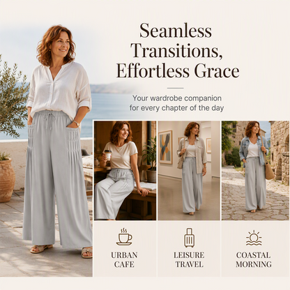 ☀️👖 Wide-Leg Cotton Linen Pants – Versatile Pairing for Work, Weekends & Travel