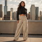 Women's High Waisted Cargo Pants Relaxed Fit Straight Leg Utility Trousers with Pockets