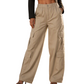 Women's High Waisted Cargo Pants Relaxed Fit Straight Leg Utility Trousers with Pockets