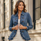 Women's Double Breasted Ruffle Denim Jacket