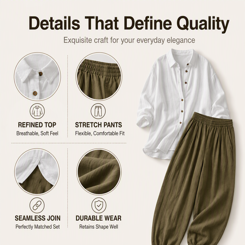 Women's Loose Shirt & Draped Pants Set