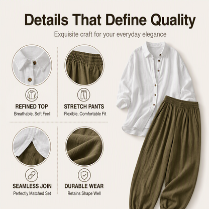 Women's Loose Shirt & Draped Pants Set