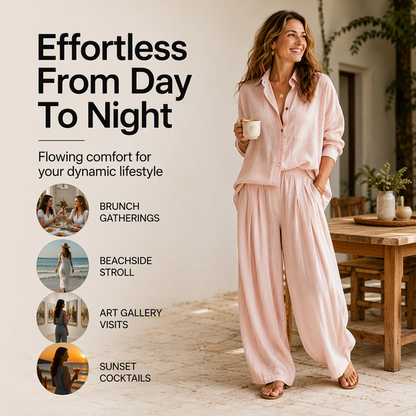 Women's Loose Shirt & Draped Pants Set