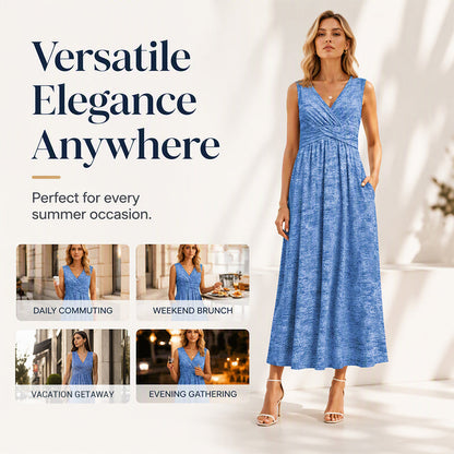 🌸👗New Arrivals - Sleeveless V-Neck Midi Dress – Breathable Comfort & Flattering Silhouette for All Body Types