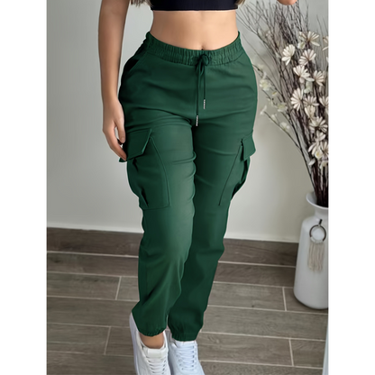 Women's Solid Color Tapered Cargo Pants
