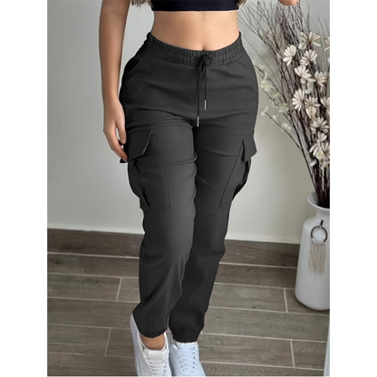 Women's Solid Color Tapered Cargo Pants